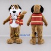Custom Tan and Red Dog in Vest Mascot Costume Adult Full Body Suit for Community Events