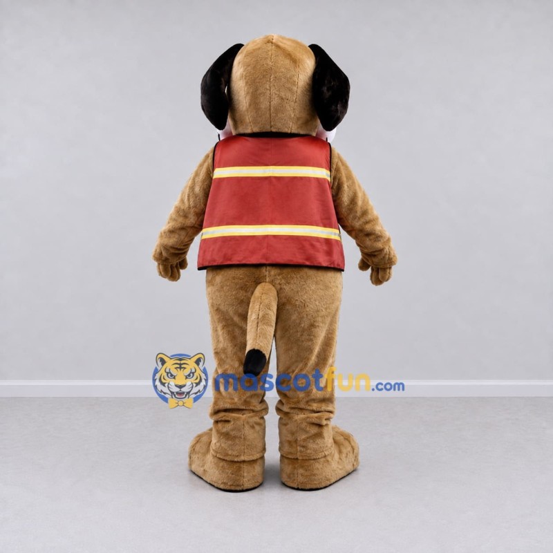 Custom Tan and Red Dog in Vest Mascot Costume Adult Full Body Suit for Community Events