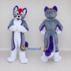 Custom Gray Purple and White Canine Character Mascot Costume Adult Full Body Suit for School Events Custom Gray Purple and White Canine Character Mascot Costume Adult Full Body Suit for School Events