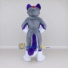 Custom Gray Purple and White Canine Character Mascot Costume Adult Full Body Suit for School Events Custom Gray Purple and White Canine Character Mascot Costume Adult Full Body Suit for School Events