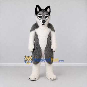 Custom Gray and White Husky Dog Mascot Costume Adult Full Body Suit for Pet Events Custom Gray and White Husky Dog Mascot Costume Adult Full Body Suit for Pet Events