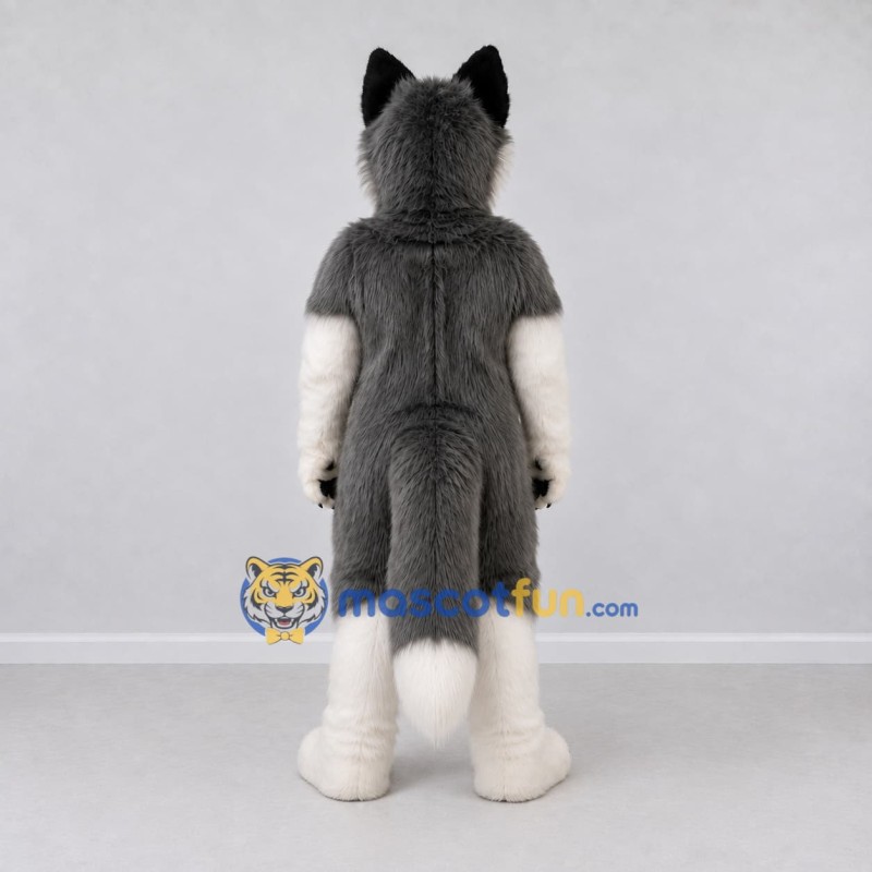 Custom Gray and White Husky Dog Mascot Costume Adult Full Body Suit for Pet Events Custom Gray and White Husky Dog Mascot Costume Adult Full Body Suit for Pet Events