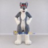 Custom Gray and White Canine Character with Headband Mascot Costume Adult Full Body Suit for Sports Events Custom Gray and White Canine Character with Headband Mascot Costume Adult Full Body Suit for Sports Events