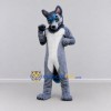 Custom Gray Blue and White Canine Character Mascot Costume Adult Full Body Suit for School Events
