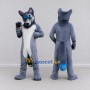 Custom Gray Blue and White Canine Character Mascot Costume Adult Full Body Suit for School Events