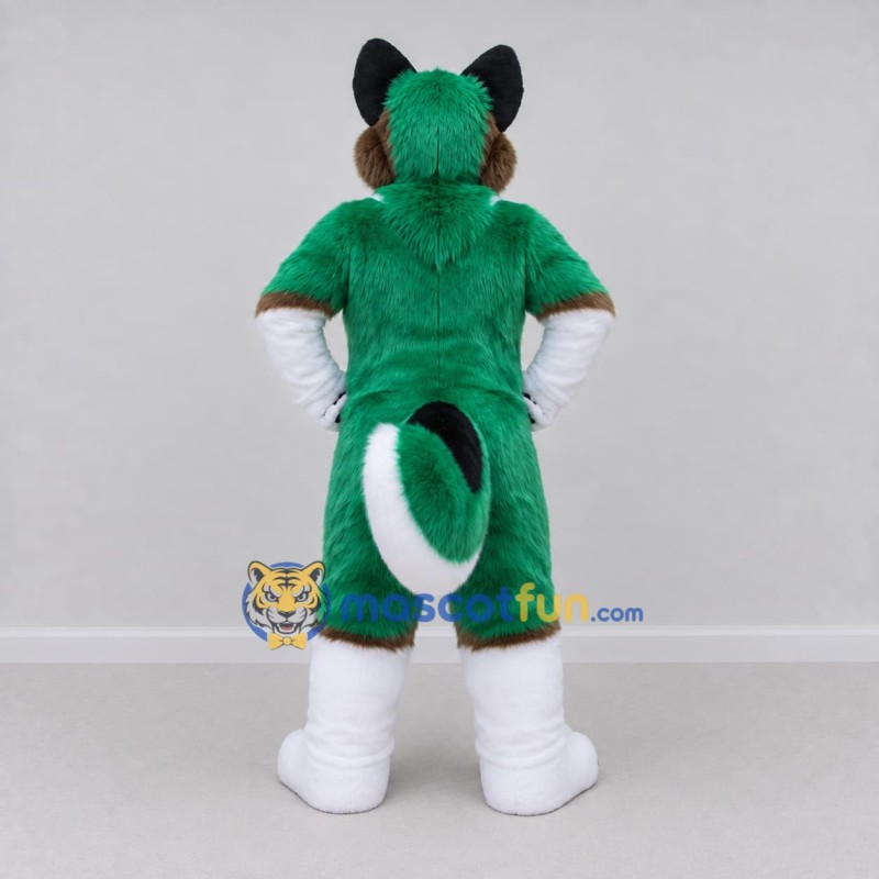 Custom Green and White Canine Character Mascot Costume Adult Full Body Suit for School Events Custom Green and White Canine Character Mascot Costume Adult Full Body Suit for School Events