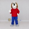 Custom White Red and Blue Dog in Shirt and Pants Mascot Costume Adult Full Body Suit for School Events