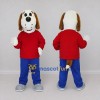 Custom White Red and Blue Dog in Shirt and Pants Mascot Costume Adult Full Body Suit for School Events