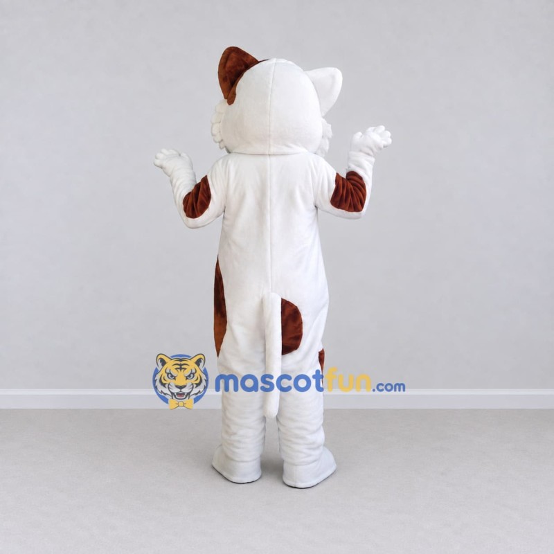 Custom White and Brown Cat Mascot Costume Adult Full Body Suit for Pet Events Custom White and Brown Cat Mascot Costume Adult Full Body Suit for Pet Events