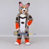 Custom Gray Brown and Orange Lynx Mascot Costume Adult Full Body Suit for Wildlife Events Custom Gray Brown and Orange Lynx Mascot Costume Adult Full Body Suit for Wildlife Events