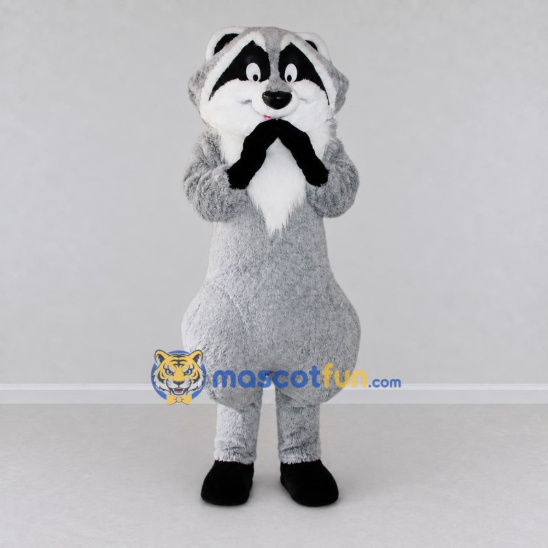 Custom Gray Black and White Raccoon Mascot Costume Adult Full Body Suit for Wildlife Events Custom Gray Black and White Raccoon Mascot Costume Adult Full Body Suit for Wildlife Events
