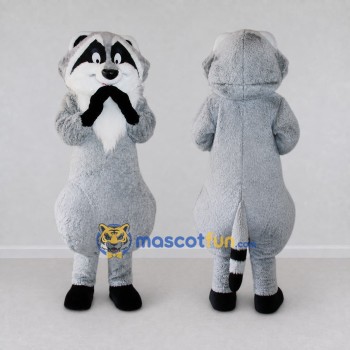 Custom Gray Black and White Raccoon Mascot Costume Adult Full Body Suit for Wildlife Events