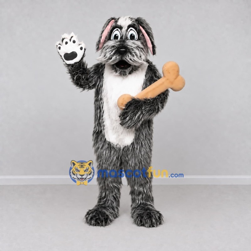 Custom Gray and White Shaggy Dog Mascot Costume Adult Full Body Suit for Pet Events Custom Gray and White Shaggy Dog Mascot Costume Adult Full Body Suit for Pet Events