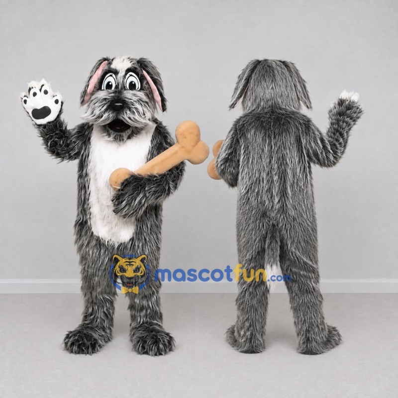 Custom Gray and White Shaggy Dog Mascot Costume Adult Full Body Suit for Pet Events Custom Gray and White Shaggy Dog Mascot Costume Adult Full Body Suit for Pet Events