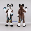 Custom Brown White and Turquoise Canine Character Mascot Costume Adult Full Body Suit for School Events Custom Brown White and Turquoise Canine Character Mascot Costume Adult Full Body Suit for School Events