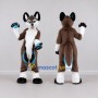 Custom Brown White and Turquoise Canine Character Mascot Costume Adult Full Body Suit for School Events