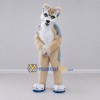 Custom Tan Gray and White Canine Character Mascot Costume Adult Full Body Suit for School Events Custom Tan Gray and White Canine Character Mascot Costume Adult Full Body Suit for School Events