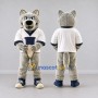 Custom Gray White and Navy Blue Wolf in Sportswear Mascot Costume Adult Full Body Suit for Sports Events