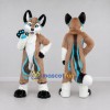 Custom Tan White and Turquoise Canine Character Mascot Costume Adult Full Body Suit for School Events Custom Tan White and Turquoise Canine Character Mascot Costume Adult Full Body Suit for School Events