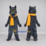 Custom Gray and Yellow Wolf with Scarf Mascot Costume Adult Full Body Suit for Winter Events