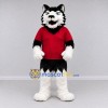 Custom Black White and Red Husky in T Shirt Mascot Costume Adult Full Body Suit for School Events