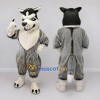 Custom Gray Black and White Wolf Mascot Costume Adult Full Body Suit for Sports Events