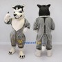 Custom Gray Black and White Wolf Mascot Costume Adult Full Body Suit for Sports Events