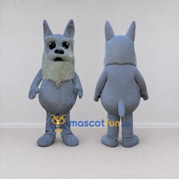 Custom Blue Gray and White Canine Character Mascot Costume Adult Full Body Suit for School Events