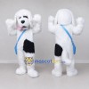 Custom White Black and Blue Shaggy Dog with Shoulder Bag Mascot Costume Adult Full Body Suit for School Events Custom White Black and Blue Shaggy Dog with Shoulder Bag Mascot Costume Adult Full Body Suit for School Events