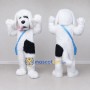 Custom White Black and Blue Shaggy Dog with Shoulder Bag Mascot Costume Adult Full Body Suit for School Events
