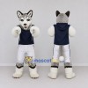 Custom Gray White and Navy Blue Husky in Sportswear Mascot Costume Adult Full Body Suit for Sports Events Custom Gray White and Navy Blue Husky in Sportswear Mascot Costume Adult Full Body Suit for Sports Events