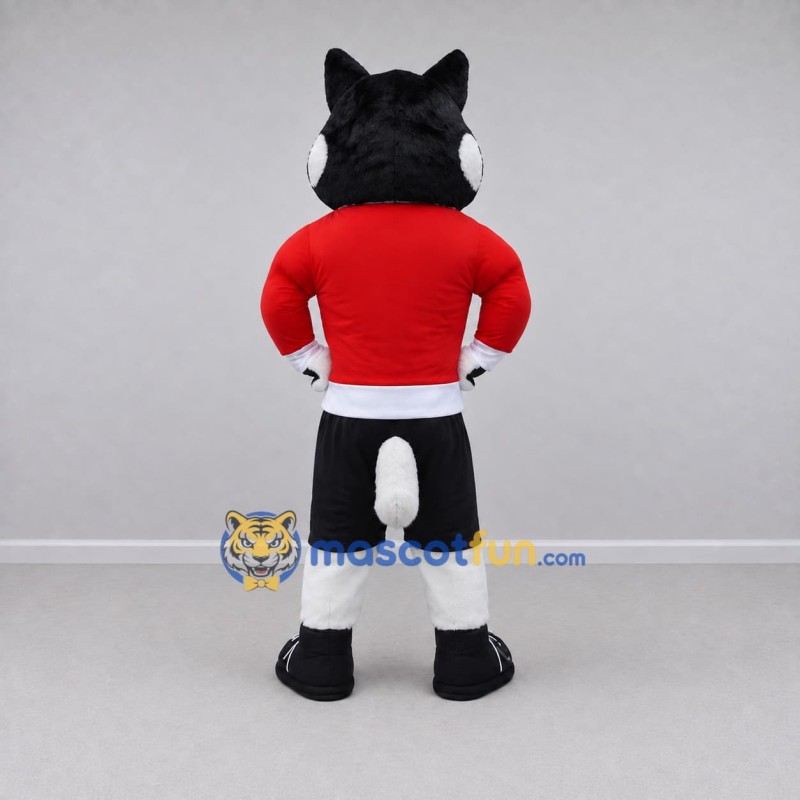 Custom Black White and Red Husky in Sportswear Mascot Costume Adult Full Body Suit for Sports Events Custom Black White and Red Husky in Sportswear Mascot Costume Adult Full Body Suit for Sports Events