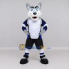 Custom Gray White and Blue Wolf in Sportswear Mascot Costume Adult Full Body Suit for Sports Events Custom Gray White and Blue Wolf in Sportswear Mascot Costume Adult Full Body Suit for Sports Events