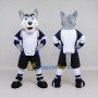 Custom Gray White and Blue Wolf in Sportswear Mascot Costume Adult Full Body Suit for Sports Events