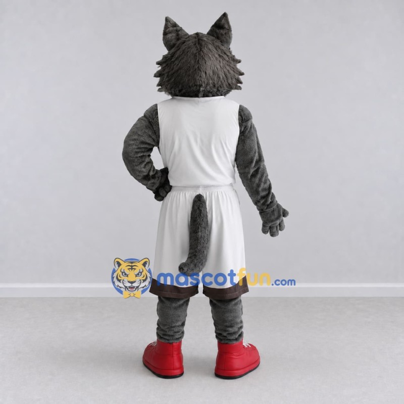 Custom Gray and White Wolf in Sportswear Mascot Costume Adult Full Body Suit for Sports Events Custom Gray and White Wolf in Sportswear Mascot Costume Adult Full Body Suit for Sports Events