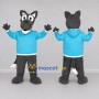 Custom Gray and Turquoise Dog in Hoodie Mascot Costume Adult Full Body Suit for School Events