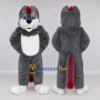 Custom Gray White and Red Canine Character Mascot Costume Adult Full Body Suit for School Events