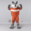 Custom Gray and Orange Wolf in Sportswear Mascot Costume Adult Full Body Suit for Sports Events Custom Gray and Orange Wolf in Sportswear Mascot Costume Adult Full Body Suit for Sports Events