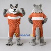 Custom Gray and Orange Wolf in Sportswear Mascot Costume Adult Full Body Suit for Sports Events Custom Gray and Orange Wolf in Sportswear Mascot Costume Adult Full Body Suit for Sports Events