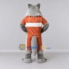 Custom Gray and Orange Wolf in Sportswear Mascot Costume Adult Full Body Suit for Sports Events Custom Gray and Orange Wolf in Sportswear Mascot Costume Adult Full Body Suit for Sports Events