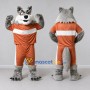 Custom Gray and Orange Wolf in Sportswear Mascot Costume Adult Full Body Suit for Sports Events