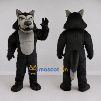 Custom Black and Gray Wolf Mascot Costume Adult Full Body Suit for Halloween Events