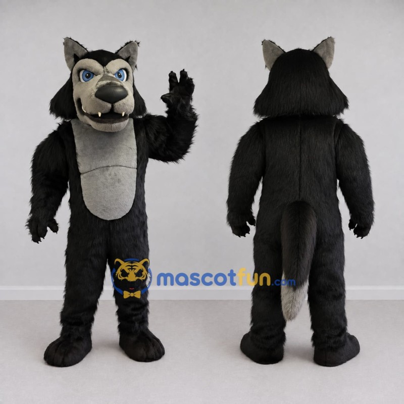 Custom Black and Gray Wolf Mascot Costume Adult Full Body Suit for Halloween Events Custom Black and Gray Wolf Mascot Costume Adult Full Body Suit for Halloween Events