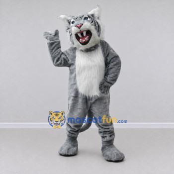 Custom Gray and White Wild Cat Mascot Costume Adult Full Body Suit for Wildlife Events Custom Gray and White Wild Cat Mascot Costume Adult Full Body Suit for Wildlife Events