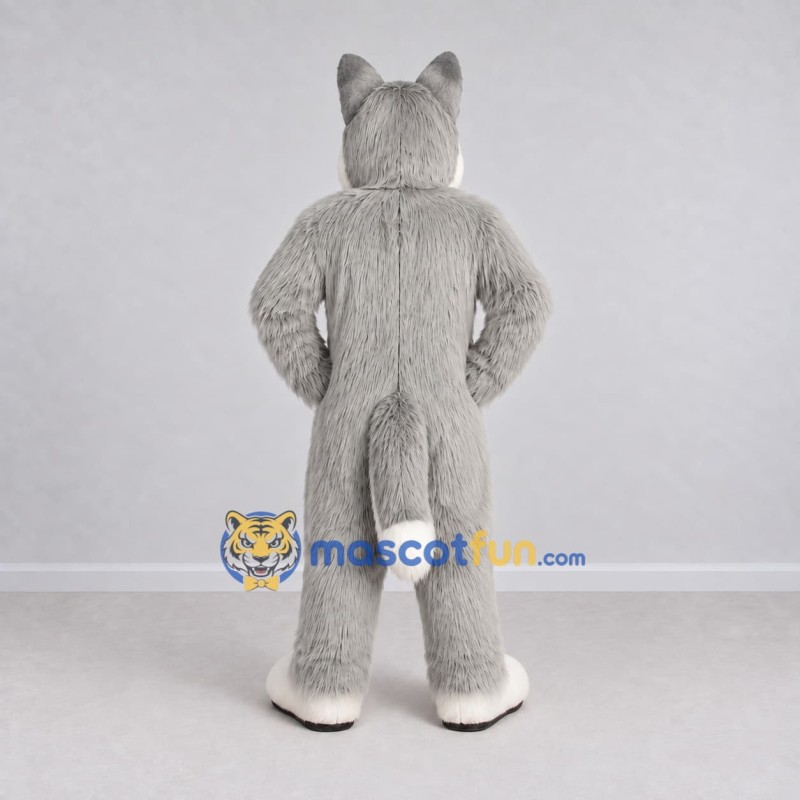 Custom Gray and White Husky Dog Mascot Costume Adult Full Body Suit for Pet Events