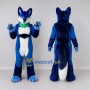 Custom Blue and White Canine Character with Bandana Mascot Costume Adult Full Body Suit for School Events