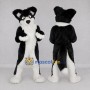 Custom Black and White Canine Character Mascot Costume Adult Full Body Suit for School Events