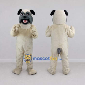 Custom Cream and Black Pug Dog Mascot Costume Adult Full Body Suit for Pet Events