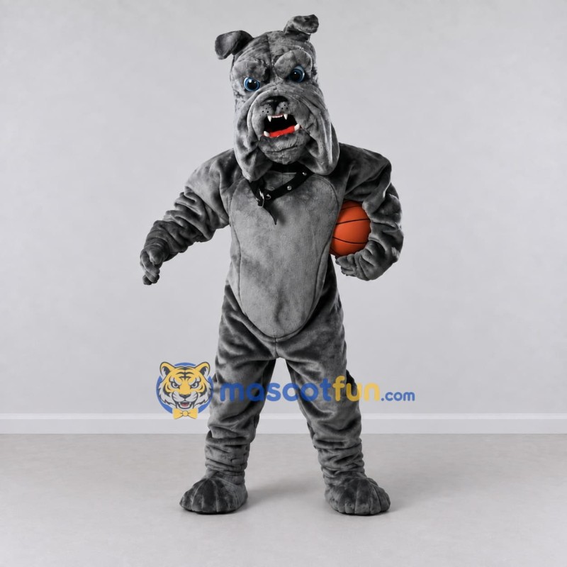 Custom Gray Bulldog Mascot Costume Adult Full Body Suit for Sports Events