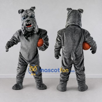 Custom Gray Bulldog Mascot Costume Adult Full Body Suit for Sports Events